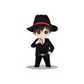 Cute mafia cartoon character mascot vector design illustration
