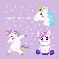 Cute magic pink unicorn, pixel art. vector