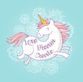 Cute magic unicon and rainbow poster, card Royalty Free Stock Photo