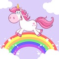 Cute Magic Unicorn Cartoon Mascot Character Running