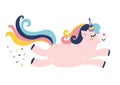 Cute magic unicorn character. Beautiful fairy tale animal in cartoon style