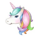 Cute, magic unicorn portrait.