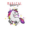 Cute magic unicorn. Romantic card with unicorn.