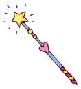 Cute magic wand. Fantasy symbol. Fairy stick
