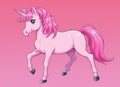 Cartoon little unicorn on pink background Royalty Free Stock Photo