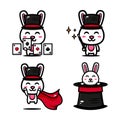 Cute magician bunny character design themed playing magic cards