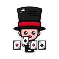 Cute magician character design themed playing card magic