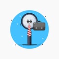 Cute magnifying glass mascot leaves for work Royalty Free Stock Photo
