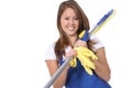 Cute Maid With Mop Royalty Free Stock Photo