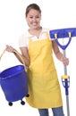 Cute Maid With Mop Royalty Free Stock Photo