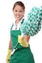 Cute Maid With Mop Royalty Free Stock Photo