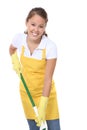 Cute Maid With Mop Royalty Free Stock Photo