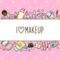 Cute makeup border on pink