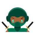 Vector cute male green ninja colorful isolated