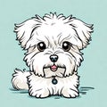 Cute maltese shitzu cartoon style illustration - ai generated image