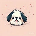 Cute maltese shitzu cartoon style illustration - ai generated image