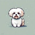 Cute maltese shitzu cartoon style illustration - ai generated image