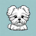 Cute maltese shitzu cartoon style illustration - ai generated image