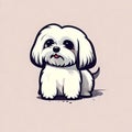 Cute maltese shitzu cartoon style illustration - ai generated image