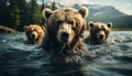 Cute mammal playing in water, enjoying the summer sunlight generated by AI