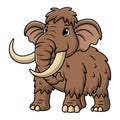 Cute mammoth cartoon on white background