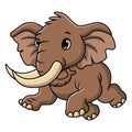 Cute mammoth cartoon on white background