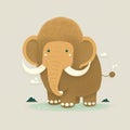 A cute mammoth illustration, flat style design. Generative Ai