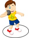 Cute Man athlete doing shot put