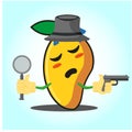Cute mango detective face cartoon character image design