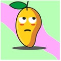 Smirking Cute Mango fruit cartoon face mascot character vector design