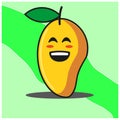 Grinning with smiling eyes Cute Mango fruit cartoon face mascot character vector design