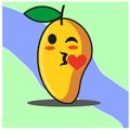 Cute Mango fruit cartoon kissing heart face mascot character vector design