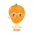 Cute mango fruit kiss character