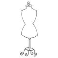 Cute mannequin for sewing. Digital doodle outline art. Print for scrapbooking, cards, fabrics, design, banners, textiles, coloring