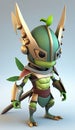 Cute Mantis Animal Warrior 3D Game Model | Generative AI