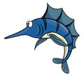 Cute Marlin Fish Cartoon Color Illustration Royalty Free Stock Photo