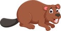 Cute marmot cartoon crawl with smile