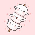 Cute marshmallow in stick cartoon hand drawn style