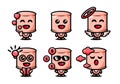 A cute marsmallow character design set with multiple expression