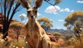 Cute marsupial grazing on grass in African wilderness generated by AI