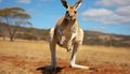 Cute marsupial standing in grass, looking at camera generated by AI