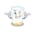 Cute mascot cartoon design of oats milk with Wink eye