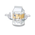 Cute mascot cartoon design of rice milk with Wink eye