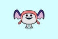 Cute mascot cartoon Sushi character Scary bats