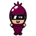 Cute mascot simple Shallot costume playing virtual reality