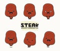 Cute mascot steak slices Royalty Free Stock Photo