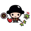 cute matador cartoon characters fight virus