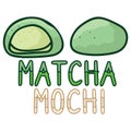 Cute matcha mochi vector. Green daifuku Japanese snack clipart.