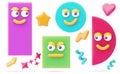 Cute math geometric shapes cartoon 3d characters with happy and angry faces. Abstract basic figures set - rectangle, circle Royalty Free Stock Photo