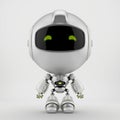 Cute matte silver robot toy, 3d rendering